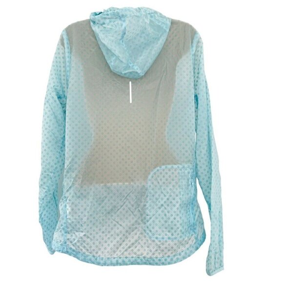 Nike Running Women's Sz M Blue Transparent Full Zip Windbreaker Hooded Jacket - Picture 3 of 10